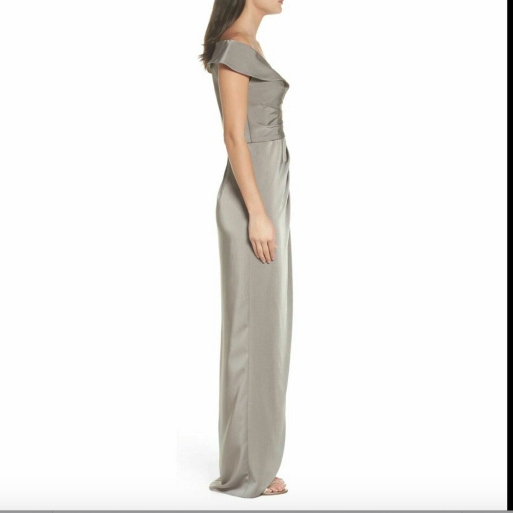 La Femme Surplice Off the Shoulder Column Gown 4 - Picture 3 of 6
